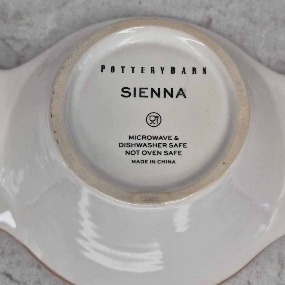 Pottery Barn Triple Condiment Server Sienna White Terracotta Trim